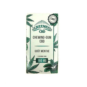 Chewing-gum 160mg de CBD goût Menthe Greeneo
