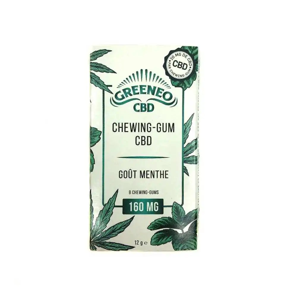 Chewing-gum 160mg de CBD goût Menthe Greeneo